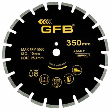 GFB Asfalt Kesme Testere Lazer Kaynaklı 350 x 25.4 x 10mm ürün görseli