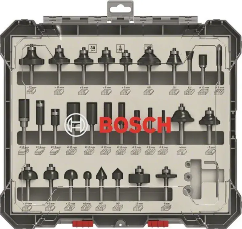 Bosch PRO Karışık Freze Ucu Seti, Şaft 6 mm, 30 parça ürün görseli