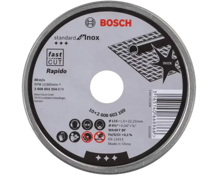 Bosch 2608603254 SDInox Rap.Kesme Taşı 115*1,0 mm10'lu ürün görseli
