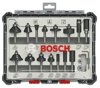 Bosch PRO Karışık Freze Ucu Seti, Şaft 6 mm, 15 parça ürün görseli