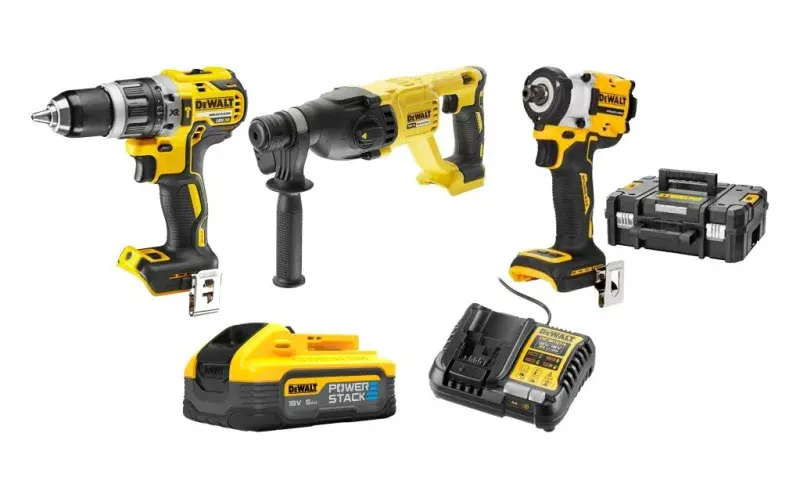 Dewalt DCD796NT & Dewalt DCH133NT & Dewalt DCF922NT & Dewalt DCB1104 & Dewalt DCBP518 Powerstack Set ürün görseli