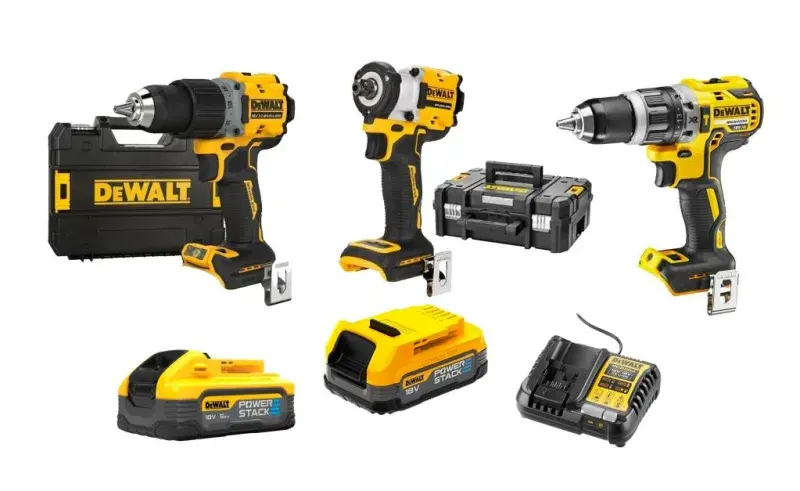 Dewalt DCD805NT & Dewalt DCH133NT & Dewalt DCF922NT & Dewalt DCB1104 & Dewalt DCBP518 & Dewalt DCBP034 Powerstack Set ürün görseli
