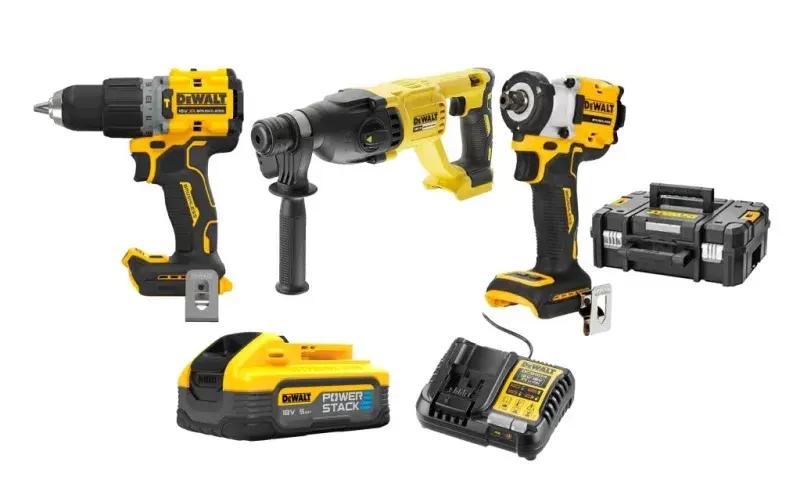 Dewalt DCD805NT & Dewalt DCH133NT & Dewalt DCF922NT & Dewalt DCB1104 & Dewalt DCBP518 Powerstack Set ürün görseli