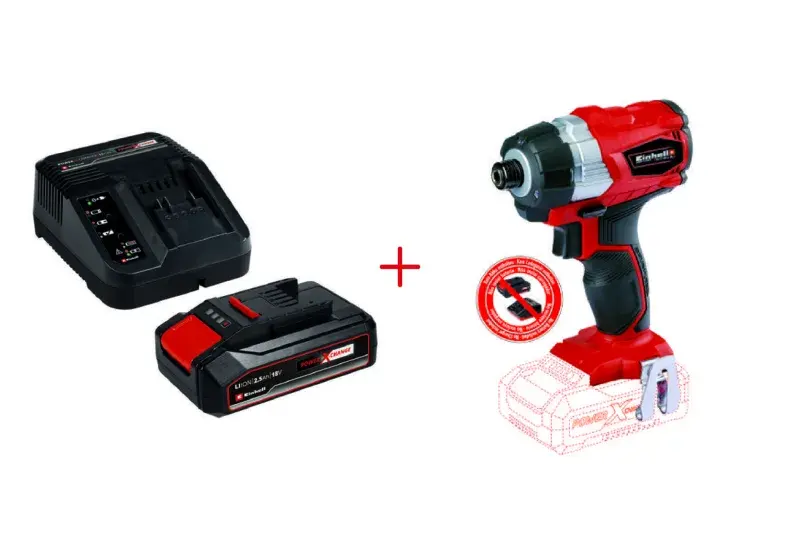 Einhell TE-CI 18 Li BL -Solo Kömürsüz Akülü Darbeli Vidalama ve 2,5 Ah Starter Kit ürün görseli