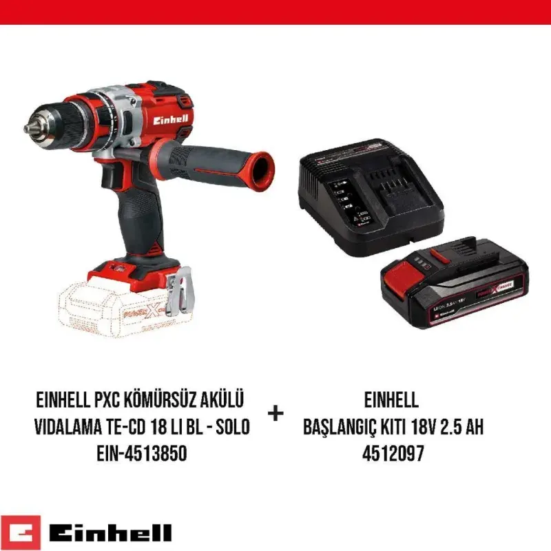 Einhell PXC Kömürsüz Akülü Vidalama ve Başlangıç Kiti Seti ürün görseli