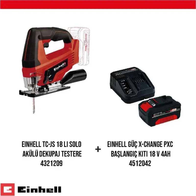 Einhell TC-JS 18 Li Dekupaj Testere ve X-Change PXC Başlangıç Kiti Seti ürün görseli