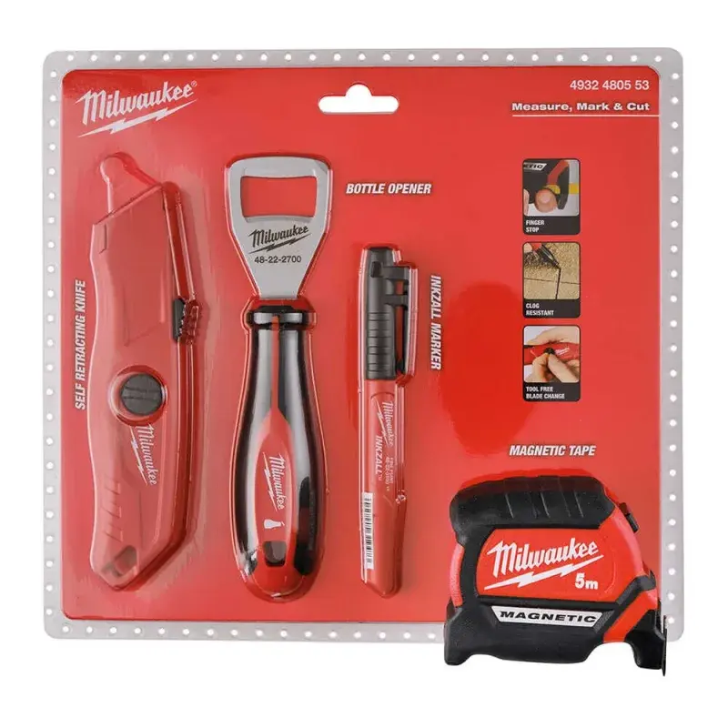 Milwaukee 5 mt. Şerit Metre+Maket Bıçağı+Marker+Şişe Açacağı T4932480553 ürün görseli